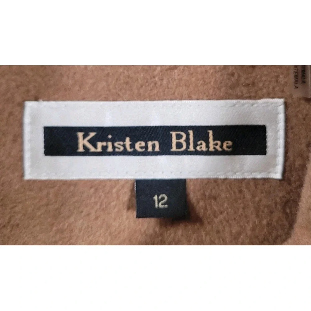 Kristen Blake Camel Brown Wool Blend Coat Womens Size 12 Button Up Winter‎ Boho